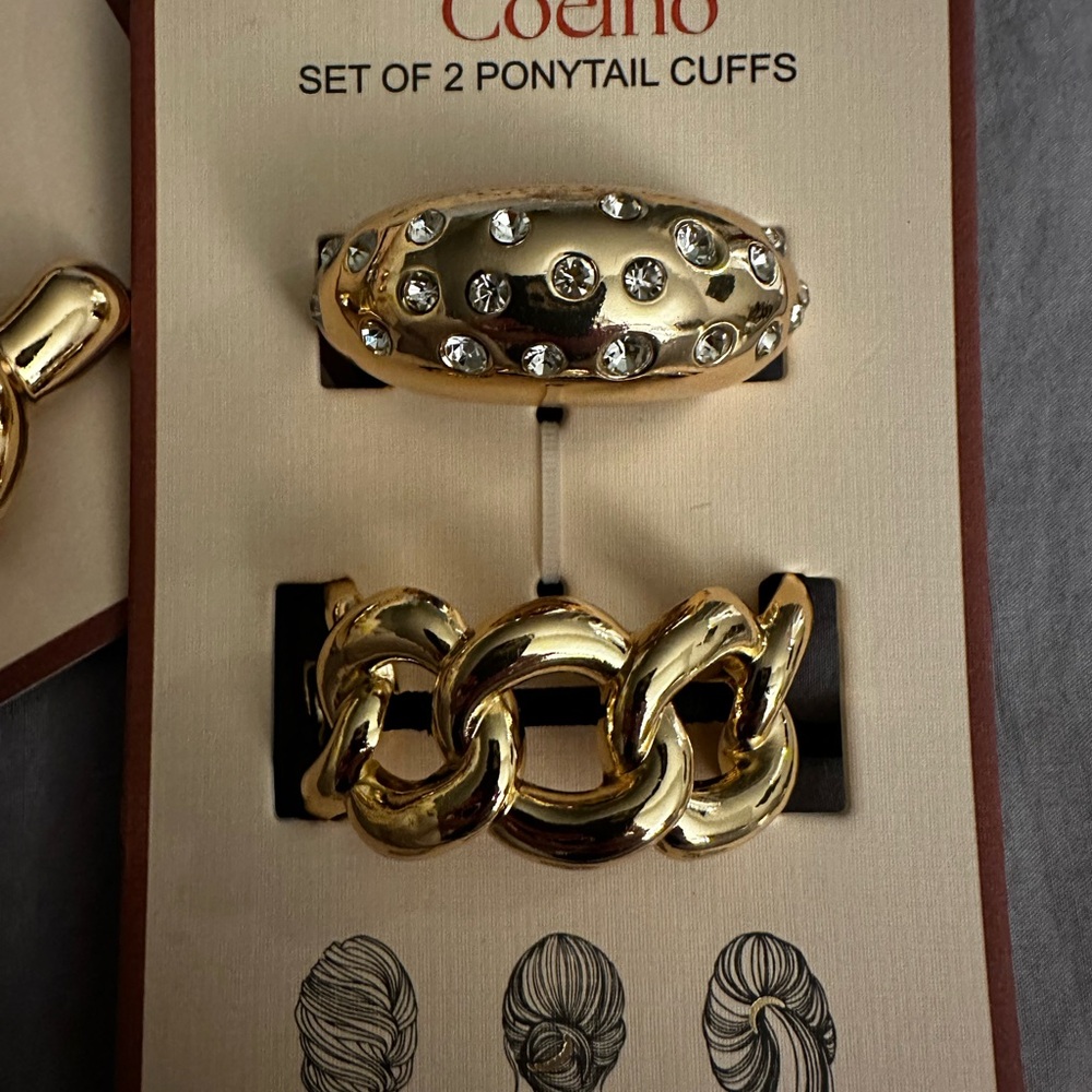Camila Coelho Gold Ponytail Cuffs with Rhinestones NEW